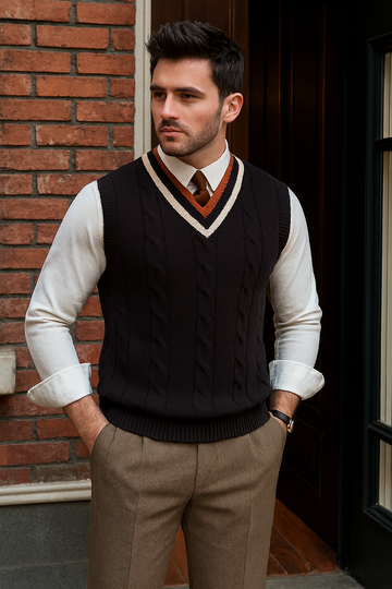Heritage Knit Vest – Retro Sleeveless Sweater